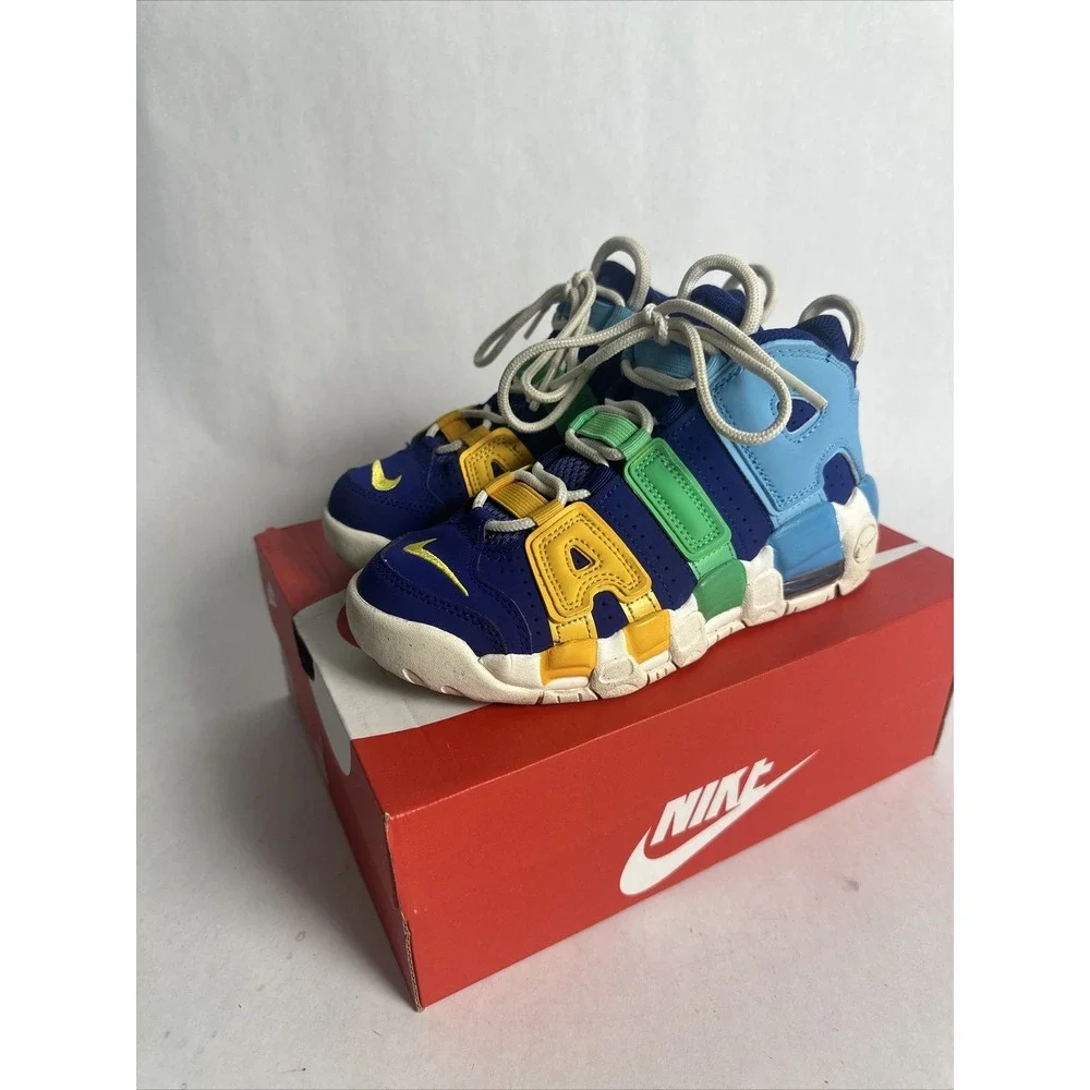 Nike Air More Uptempo BG (Size 2Y) Shoes FJ0694 455 Kaleidoscope Deep Royal Blue
